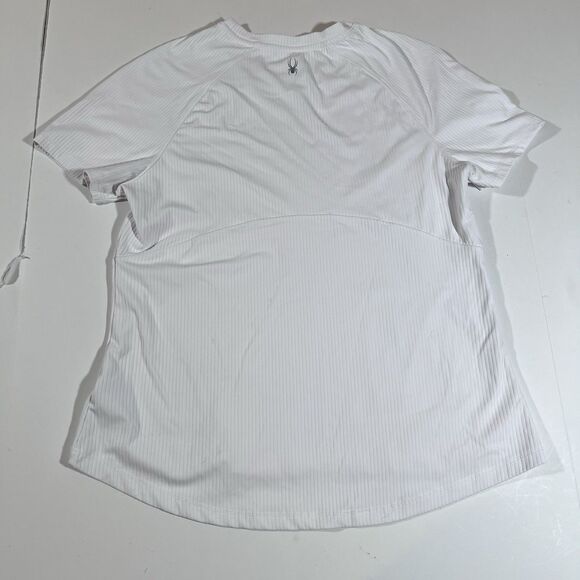 Spyder Active White Ribbed Athletic Short Sleeve T-Shirt Women's Size Medium - Picture 5 of 5